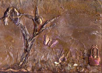 "Gold Tree II" by Nancy Mather, Madison WI - Mixed Media - SOLD